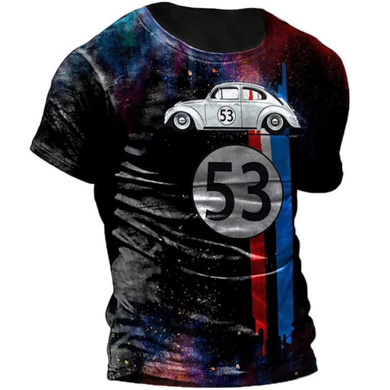 

Refreshing Summer Men's Short Sleeve Motorcycle Highway 3D Printing Large Round Neck Sports Loose Casual T-shirt Retro Street