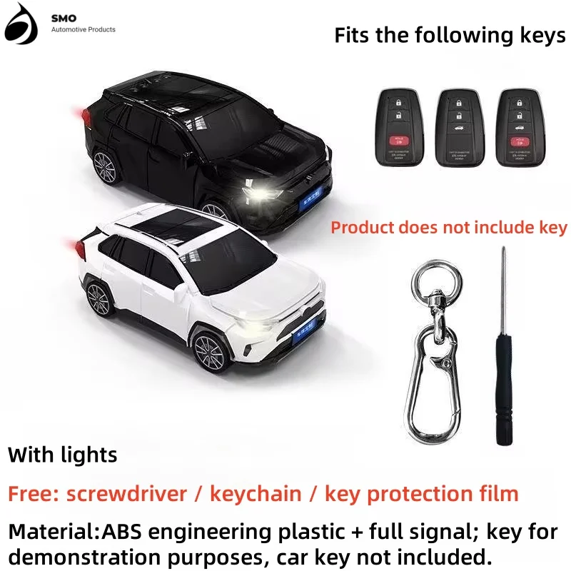 

Для Toyota RAV4 чехол для ключей с подсветкой, автомобильный брелок для ключей, модель автомобиля, защита для ключей, автоаксессуары, персонализированные подарки