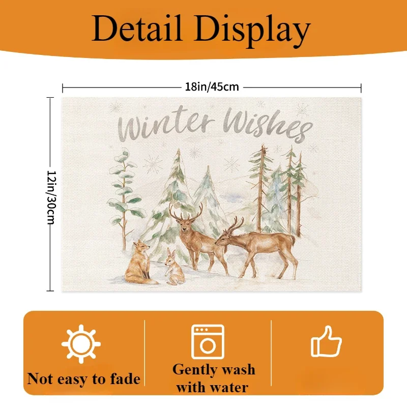 Christmas Tree Woven Placemats-100% Polyester Rectangular Machine Washable Water Resistant Durable Kitchen &amp Dining Table Mats