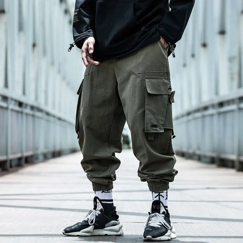

Hot Black Cargo Pants Men Hip Hop Autumn Harem Pant Streetwear Harajuku Jogger Sweatpant Cotton Trousers Male Pants SIze M-4XL