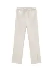 Женские офисные прямые брюки, повседневные облегающие брюки полной длины с высокой талией, карманами и разрезом, модные брюки с эластичным поясом, 2021