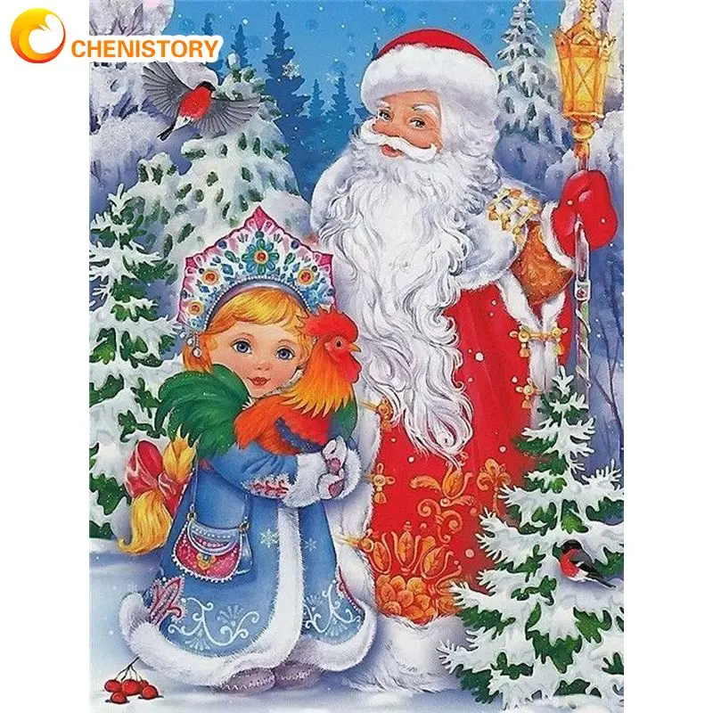 

CHENISTORY Painting By Numbers Adults Crafts Santa Clause And Kids Coloring On Numbers Home Decors On Canvas Gift For Handicraft