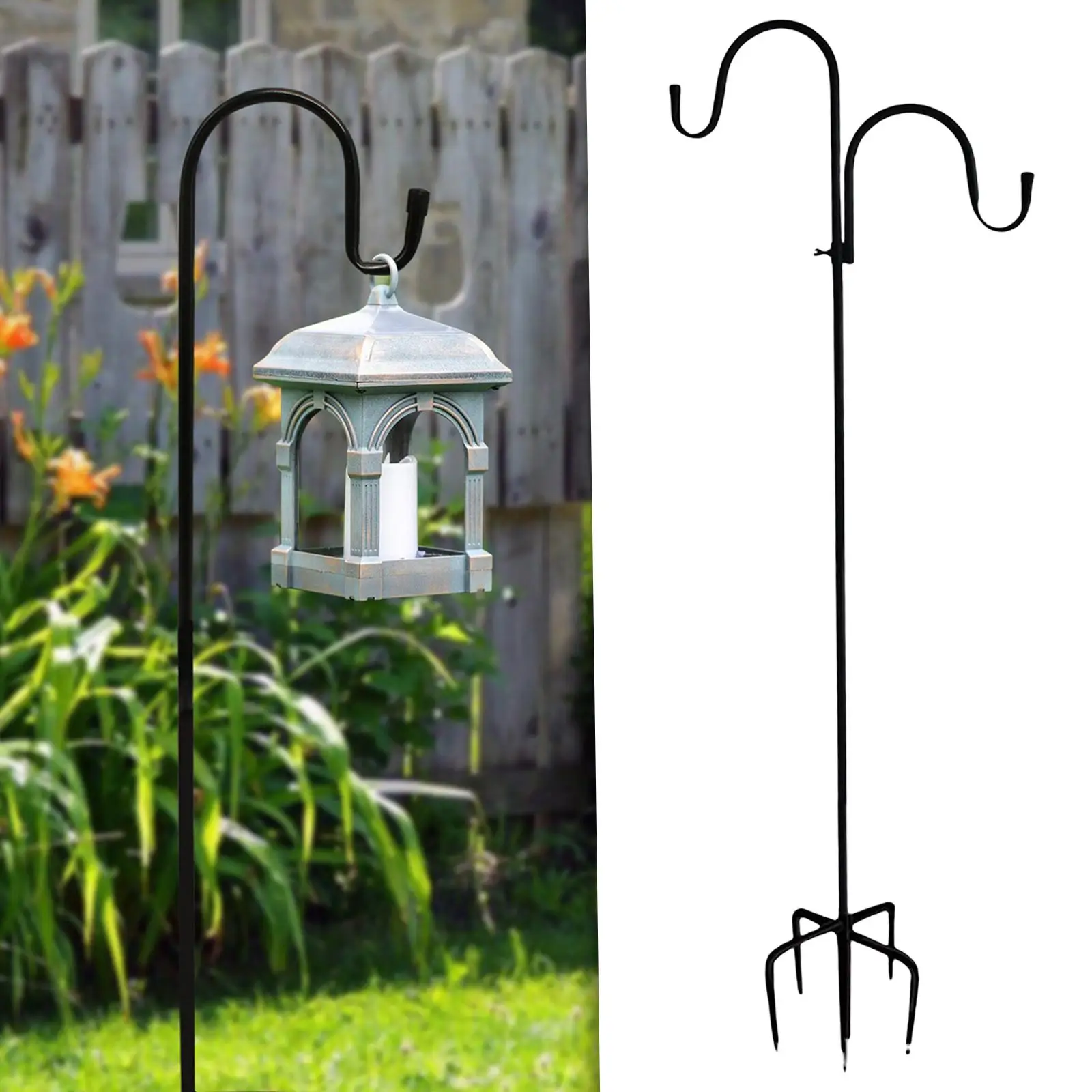 

Shepherd Hooks Garden Ground Plant Stand with Hook with Five Prong Base for Holder Flower Pot
