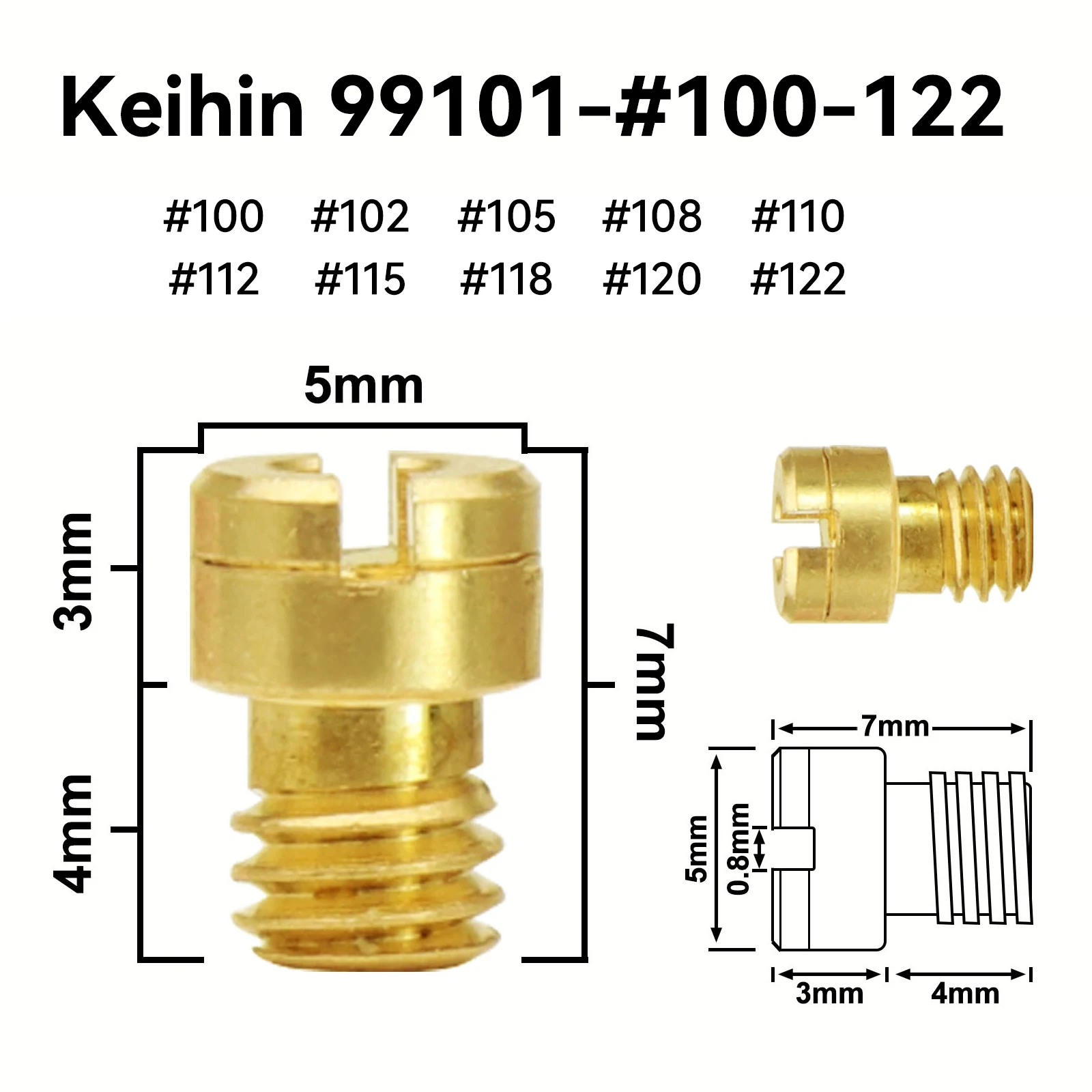 ZS MOTOS M4 * 0,7 Комплект главного жиклера карбюратора, замена основной форсунки Keihin 99101-116 для KEIHIN PZ19 Yamaha YZF600 TTR125 GY6-50