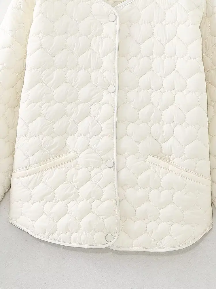 TRAFZA женская зимняя модная стеганая хлопковая куртка в форме сердца с карманами