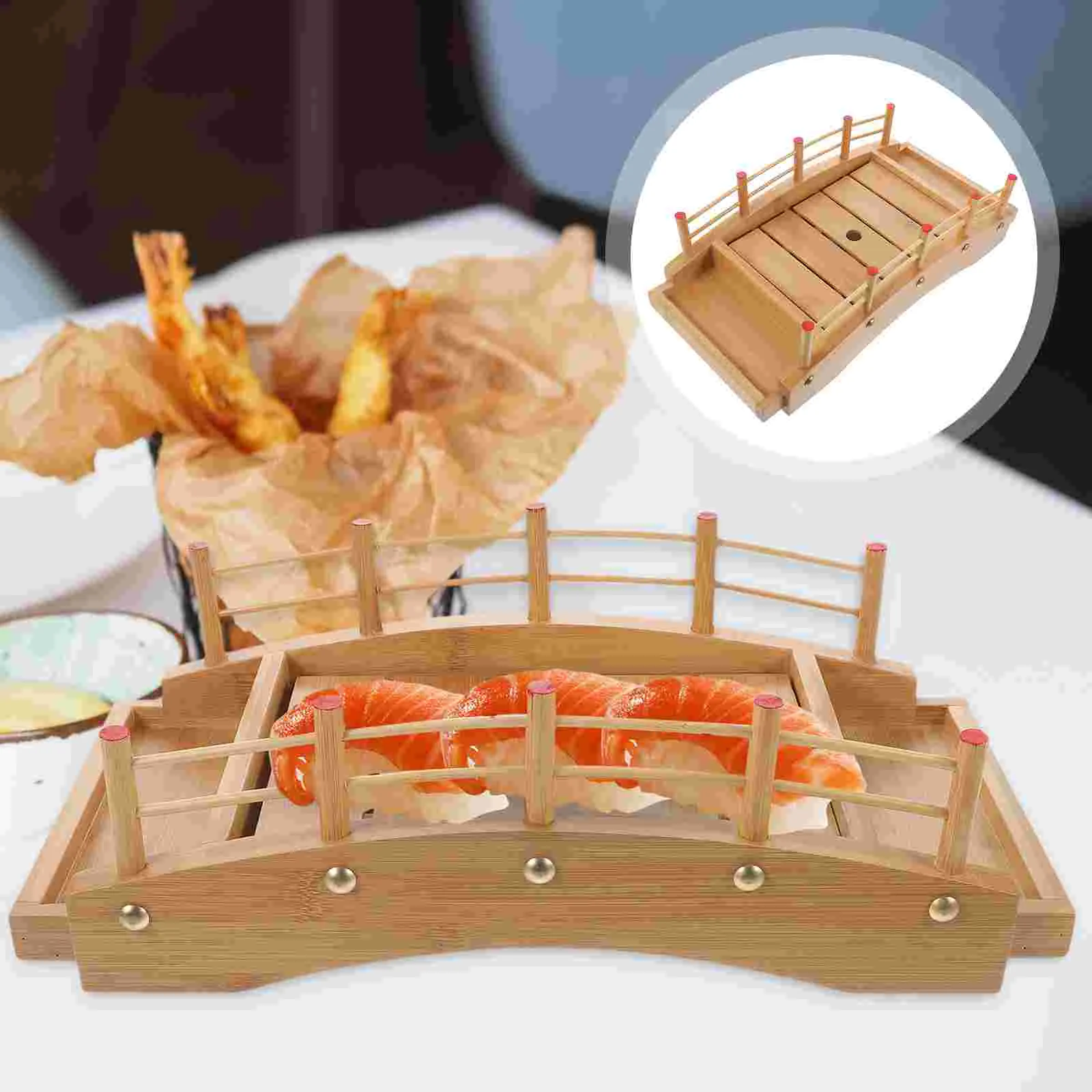 

Sashimi Bridge Cake Decorations Delicate Sushi Tray Board Wooden Pallets Japanese Style Bamboo Desserts Practical