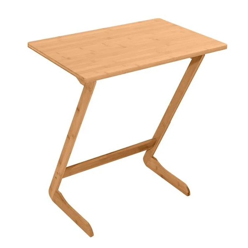 

60x40x65cm Z-shaped Bamboo Sofa Side Table Sandal Wood Color