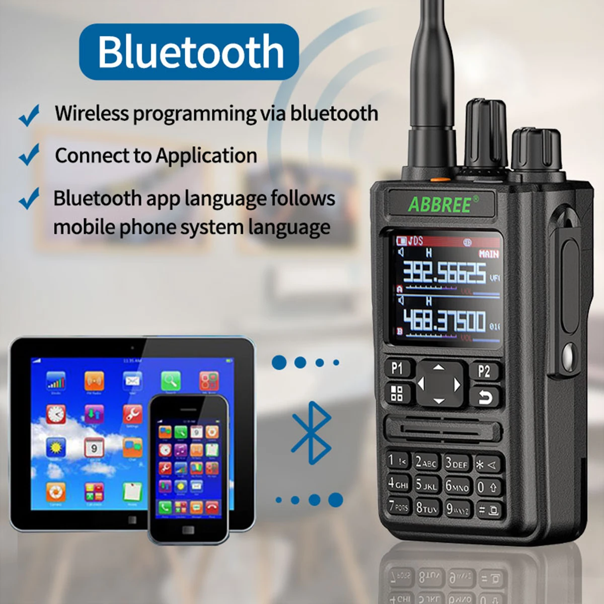 ABBREE AR-869 Walkie Talkie Bluetooth Программа GPS приемопередатчик 136-520 МГц все диапазоны Беспроводная копия частоты Type-C двухстороннее радио