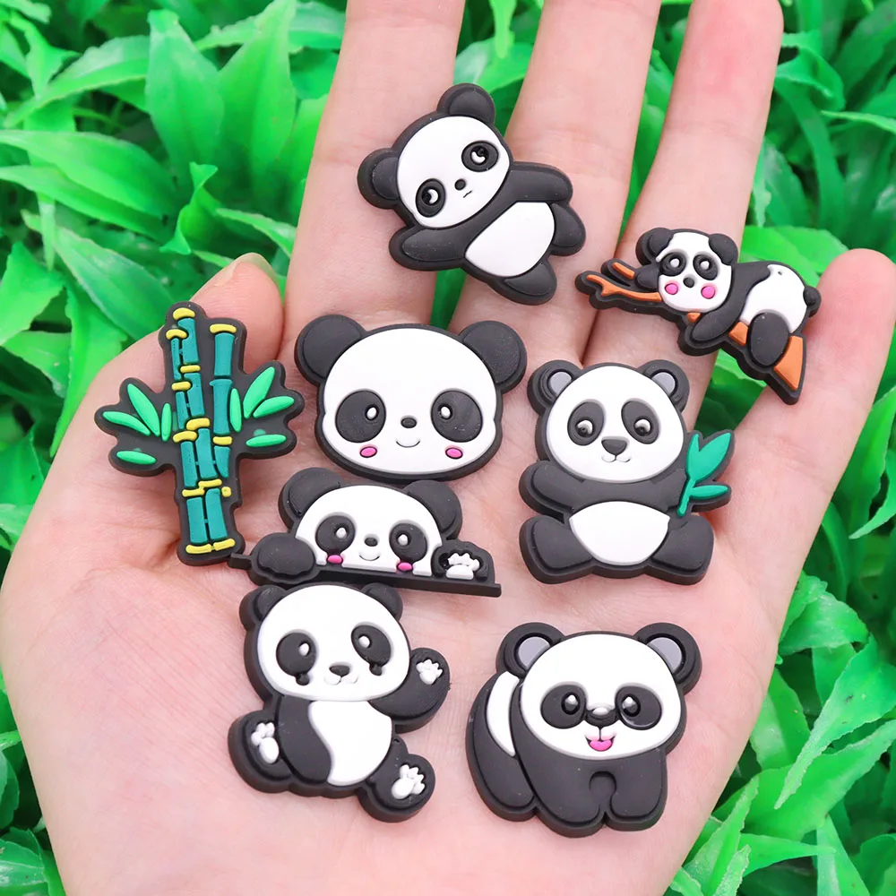 

Mix 50PCS PVC Animal Croc Charms Fit Wristbands Kawaii Panda Bamboo Garden Shoes Button Accessories Decorations for Bands