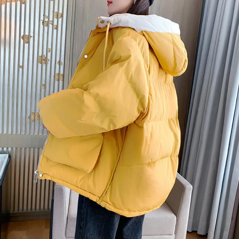 2023 New Autumn Jacket Parkas Female Solid Clothes Short Loose Women's Down Padded Jackets Thickened Hooded Winter Female Coats