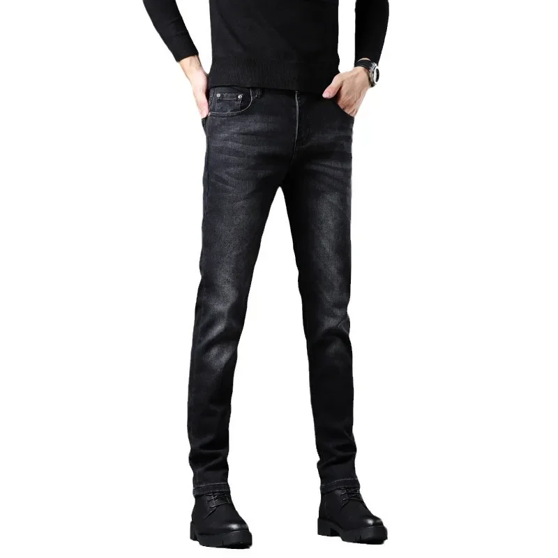Осенне-зимние утягивающие прямые мужские джинсы Blackslims новинка 2023 обтягивающие