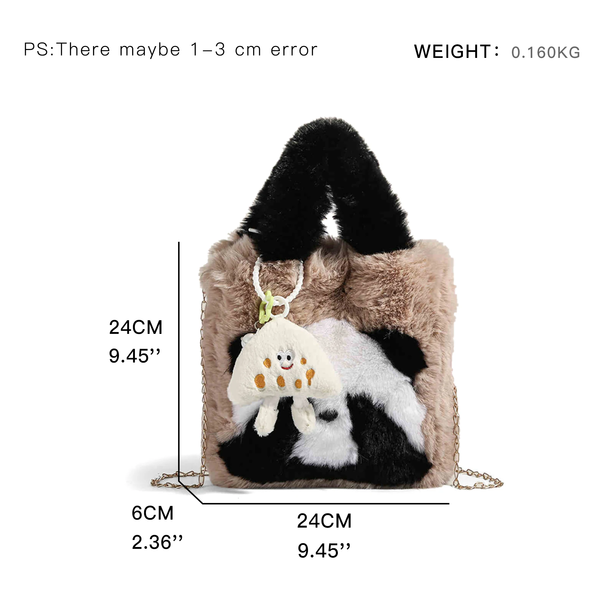 MABULA пушистая милая сумка через плечо с пандой большая вместительная сумка-ведро