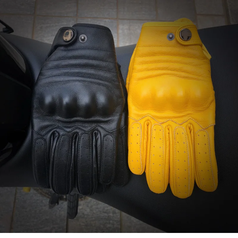 

Gloves Motorcycle Protect Retro Locomotive Cowhide Man Genuine Leather Glove Autumn and Winter Cycling Genuine Leather Gloves