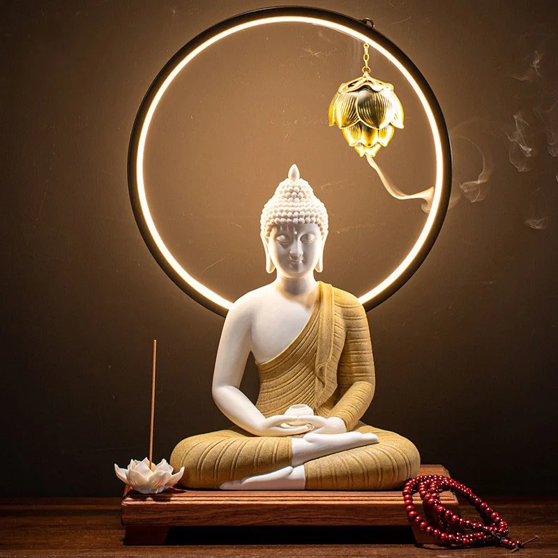 

Lotus Incense Burner Oil Burner Waterfall Creative Electric Incense Burner Diffuser Luxury Vaporizador Home Decoraction TY30XP