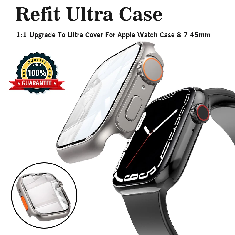 

45mm PC Firm Case for Apple Watch Bezel cover 8 7 45mm Appearance Upgrade For Apple Watch Ultra 49mm Turning into ultra
