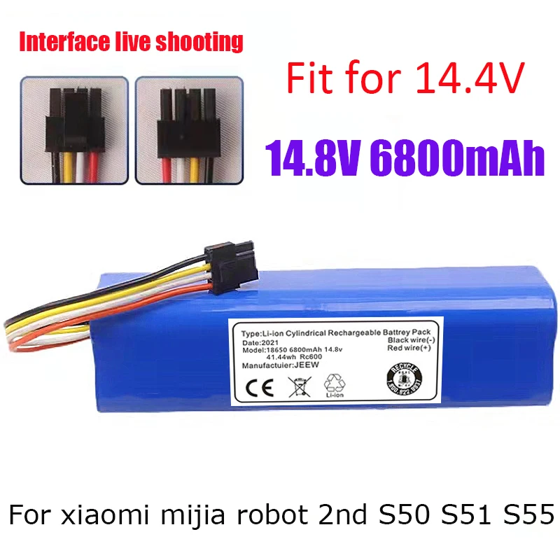 

6800mah li-ion Robotic Vacuum cleaner Replacement Battery for Xiaomi mijia 2nd Robot Roborock S50 S51 S55 Accessory Spare Parts