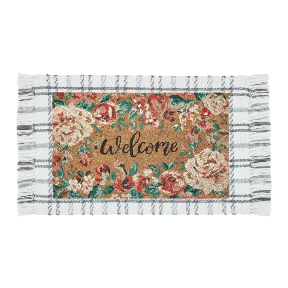 

Welcome Coir and Plaid Layering Doormat Set, 2 Pieces, 18" x 30", 24" x 36"