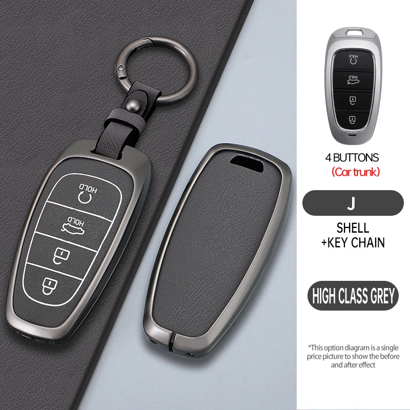 

Металлический чехол для автомобильного ключа с 4, 5, 6, 7, 8 кнопками для Hyundai Santa Fe, Tucson 2022, NEXO, NX4, Ioniq 5, Atos Prime, Solaris 2021. Аксессуар.