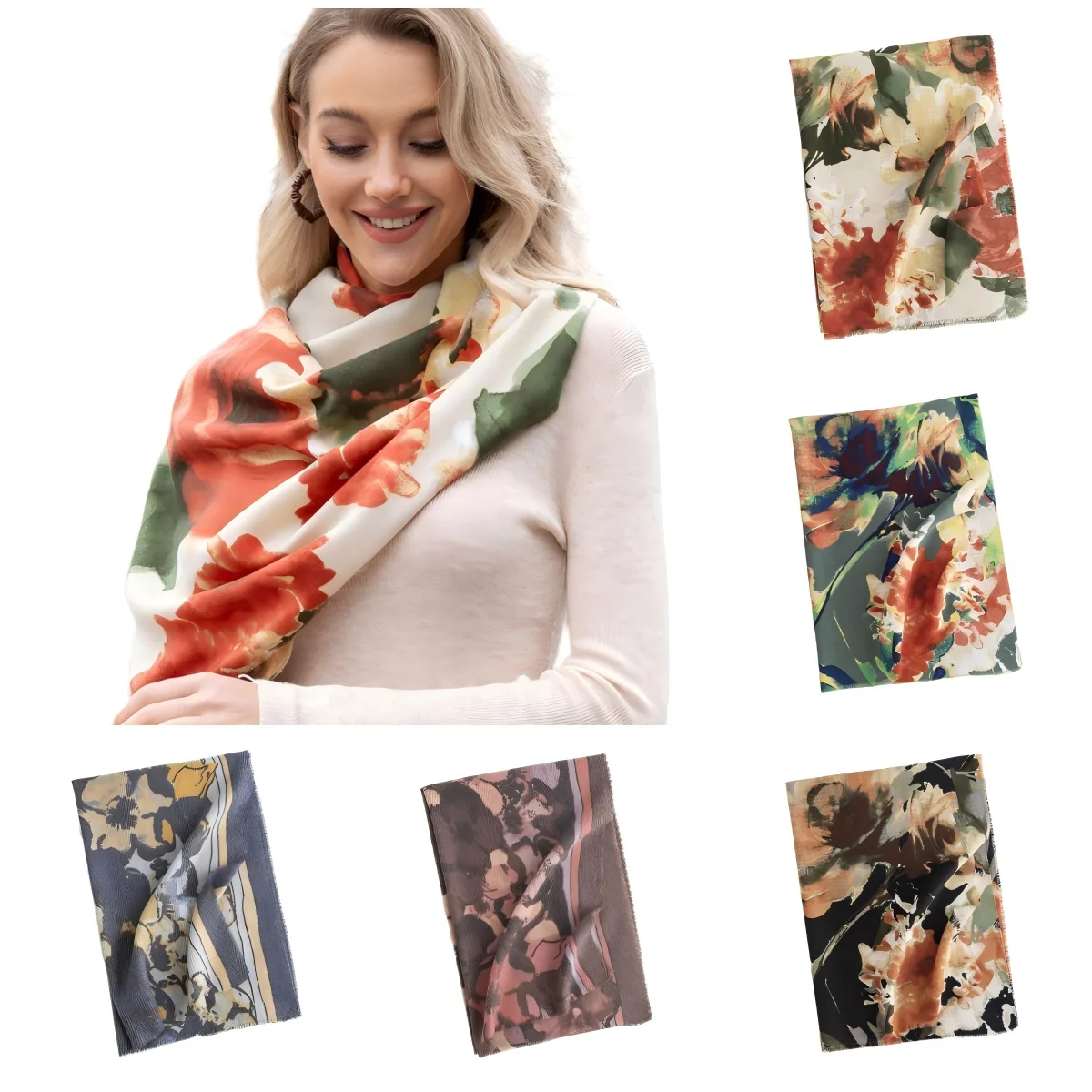 Шарф женский с принтом в стиле бохо роскошный брендовый кашемировый мягкий