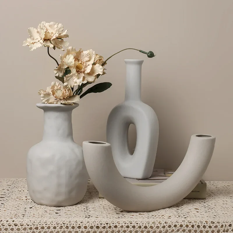 

Минималистичная керамическая ваза, украшение для дома, Цветочная композиция для засушенных цветов, украшение для гостиной, телевизора, кабинета, рабочего стола