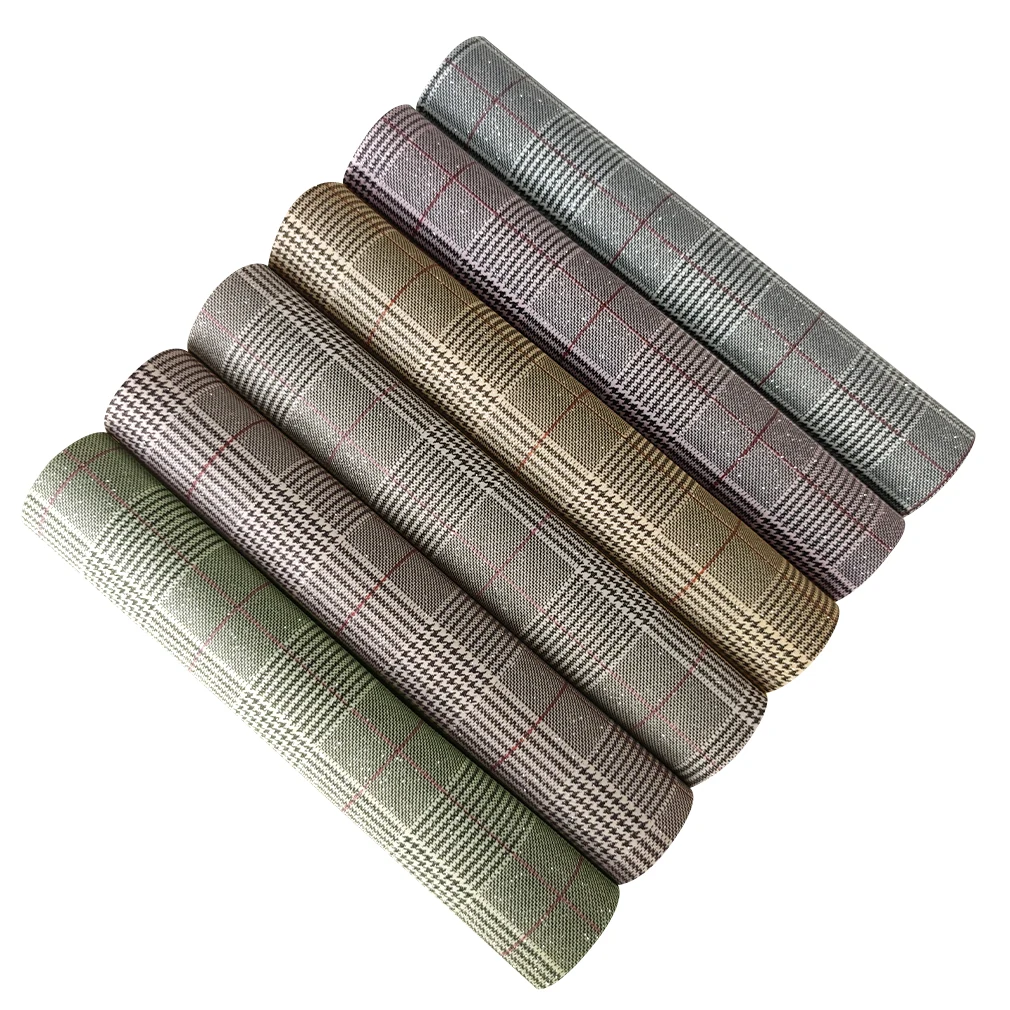 

Tartans Plaids Custom Synthetic Leather Fabric Sheets Iridescent Faux Pink Glitter for DIY 6pcs