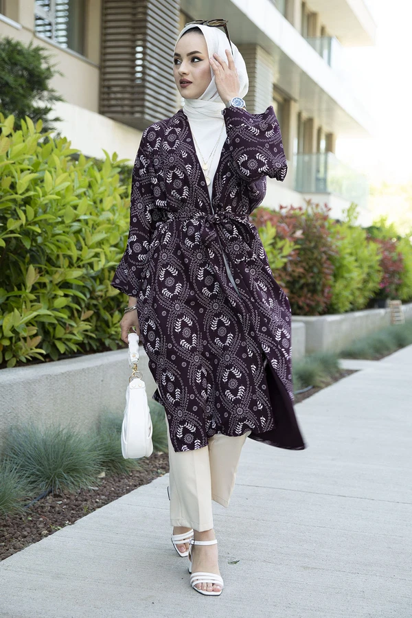 

Кимоно с узором фиолетового цвета в стиле цистанбул, мусульманская одежда для женщин, Турция