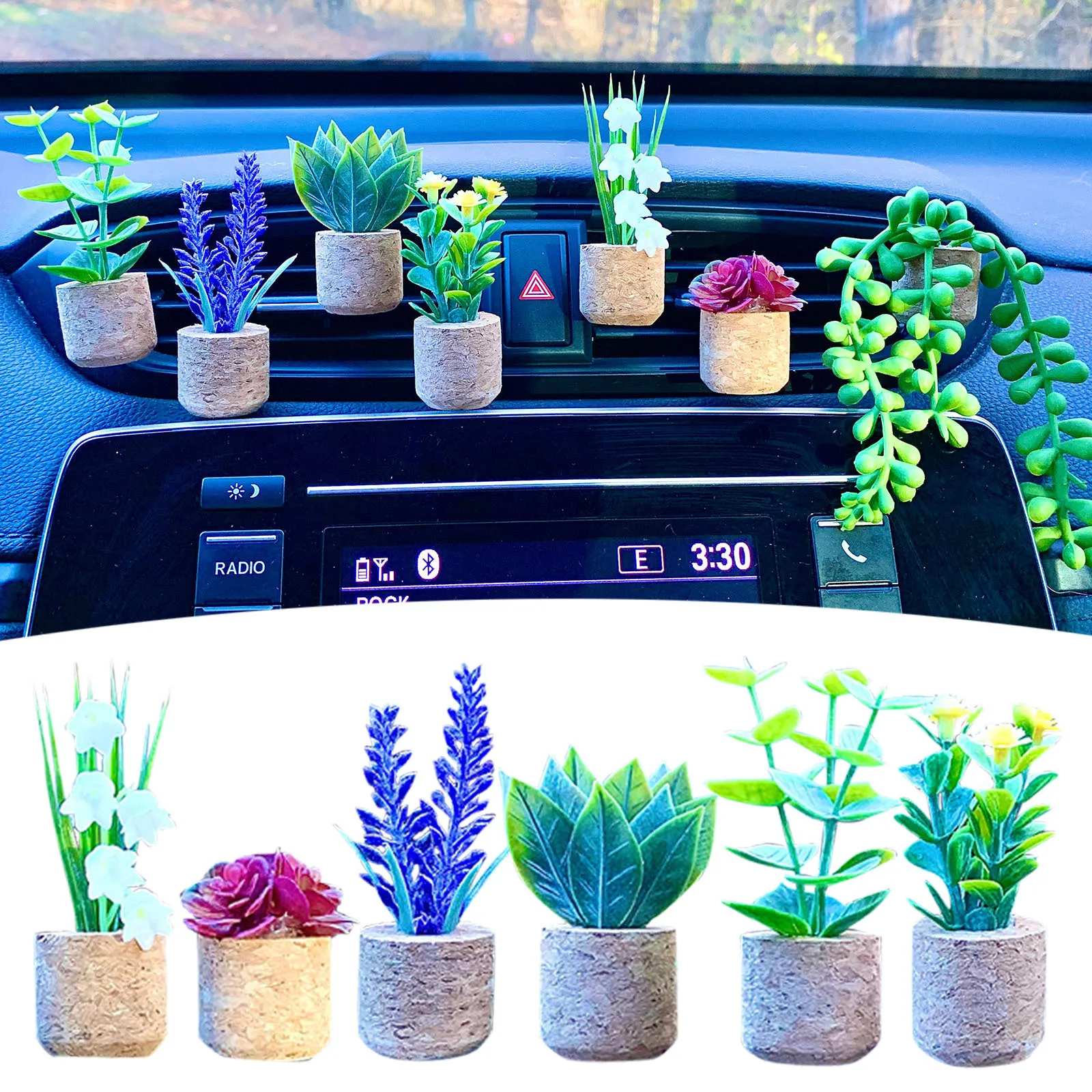 

3D Artificial Plant Vent Clip Car Air Outlet Decoration Aroma Air Freshener Diffuser Perfume Clip Auto Interior Accessories