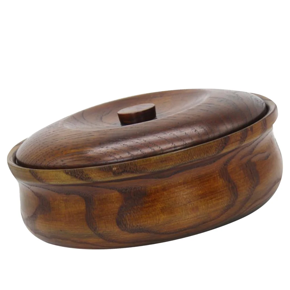 

Wood Bowl with Lid Serving Dishes Wood Serving Platter Fruit Plate Bowl Appetizer Snack Tray Fruits Bowl for Home Store