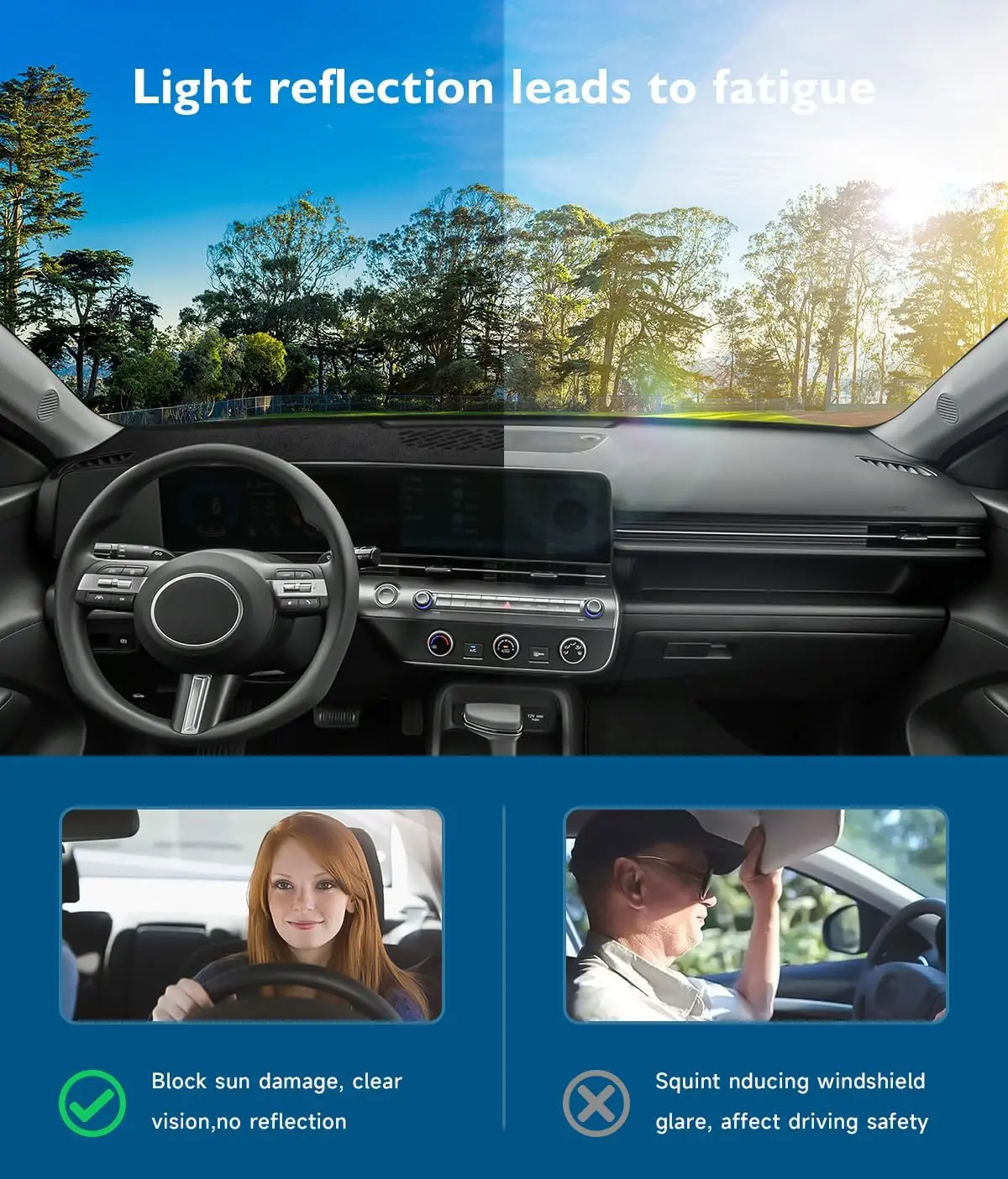 Фото Чехол для приборной панели Hyundai Kona 2024 2025, аксессуары, черный фланелевой чехол для приборной панели, коврик для приборной панели автомобиля, УФ-солнце №4