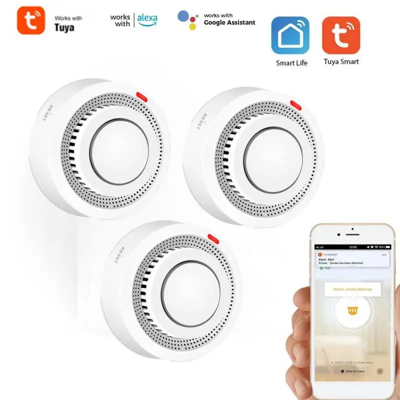 

Tuya WiFi Smart Smoke Detector Sensor Alarm Alert App Remote Control Smart Home Voice Control For Alexa Google Home Smart Life