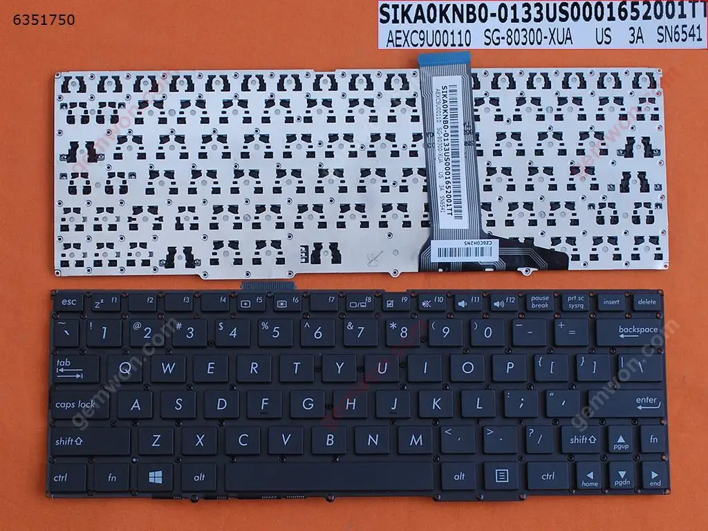 

Клавиатура US для ноутбука ASUS Transformer Book T100 T100TA, черная, WIN8 (без рамки)