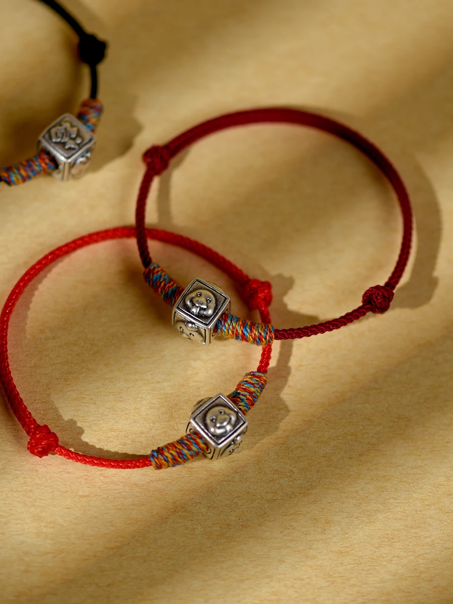 Браслет из стерлингового серебра 925 пробы со змеей курицей коровой и красной