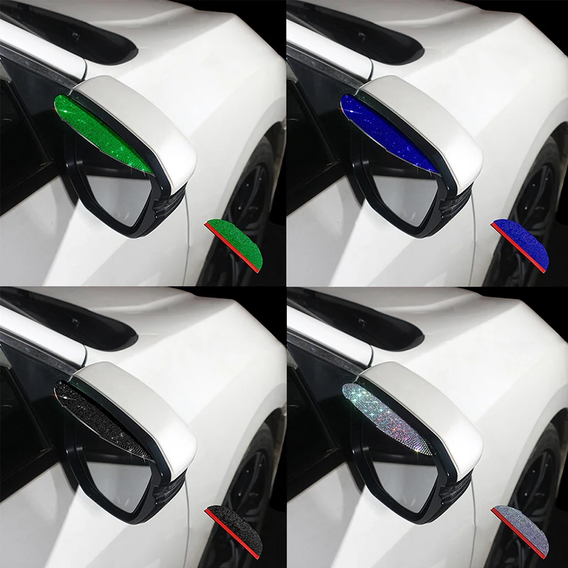 

1Pcs PVC Car Rear View Mirror Sticker Rain Eyebrow Auto Mirror Rain Shield Cover Bling Car Accessories Interior For Woman