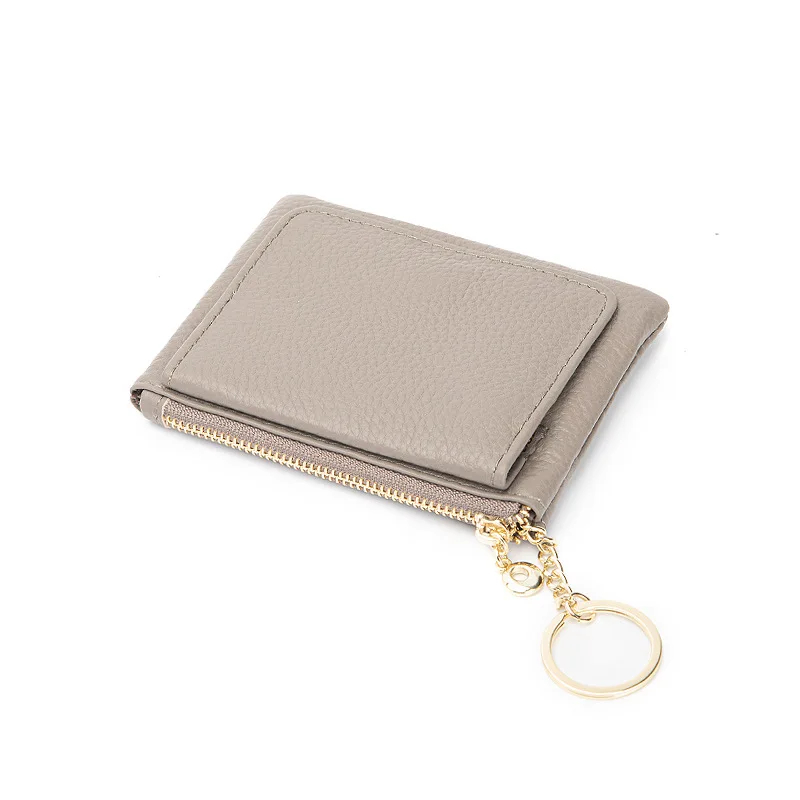 Women's Wallets Luxury Brand Women Zipper Purse Keychain Pouch Genuine Leather Fashion Simple Soft Cowhide Coin Purse 2023 New
