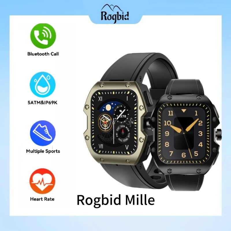 Smart Watch  Rogbid Mille Outdoor Sports Watches 5ATM Waterproof Men's watches Bluetooth Call Smartwatch Men For Xiaomi Phone