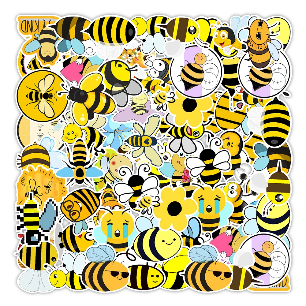 

10/30/50PCS Cartoon Cute Bee Bicycle Graffiti Sticker Computer Skateboard Guitar Water Cup Suitcase Wholesale