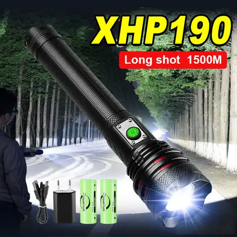 Супер XHP190 самый мощный яркий фонарик 18650 Высокая мощность тактический светодиодный фонарик светильник hp90.2 XHP70 USB Перезаряжаемый фонарь для ...