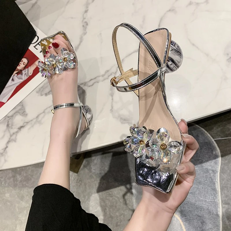 

Босоножки женские летние прозрачные с ремешком на щиколотке