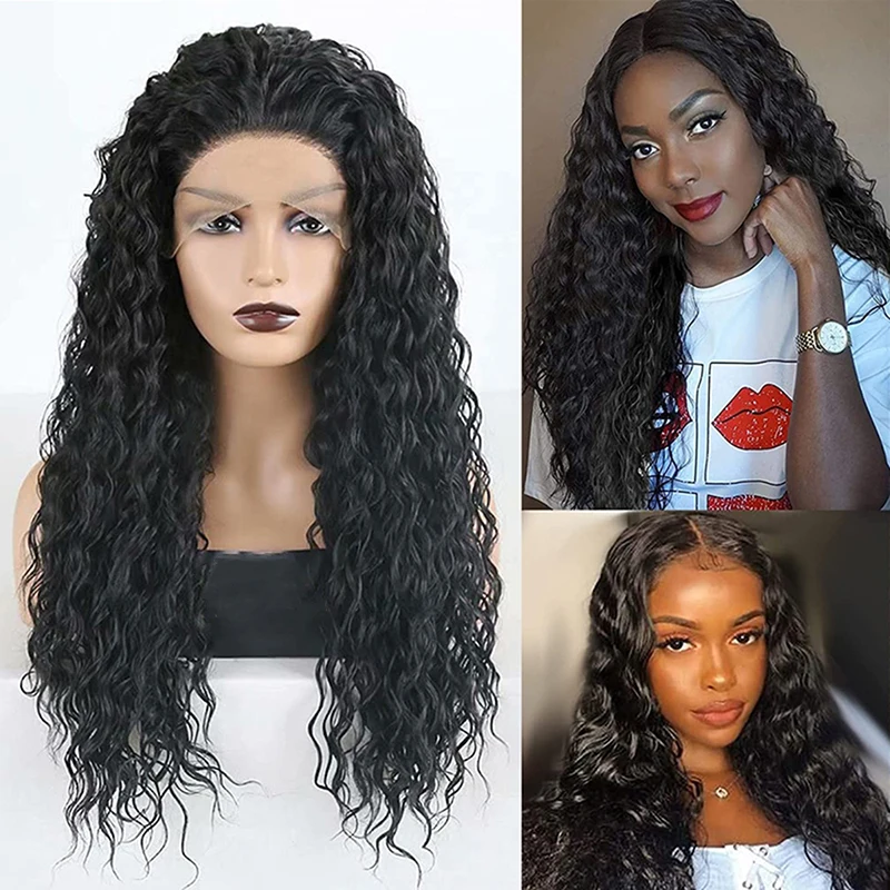

AIMEYA Long Curly Black Wigs for Women Loose Deep Free Part Pre Plucked Natural Looking Daily Wear Cosplay Wigs