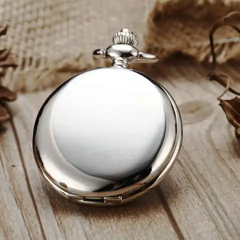 Классические модные Гладкие стальные полированные кварцевые карманные часы 37 см на цепочке Fob мужские Подвесные Подарки коробка