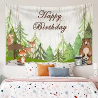 anime animals cute deer bear raccoon wall hanging aesthetic room decor bedroom decoration chambre tapestry background tapestise
