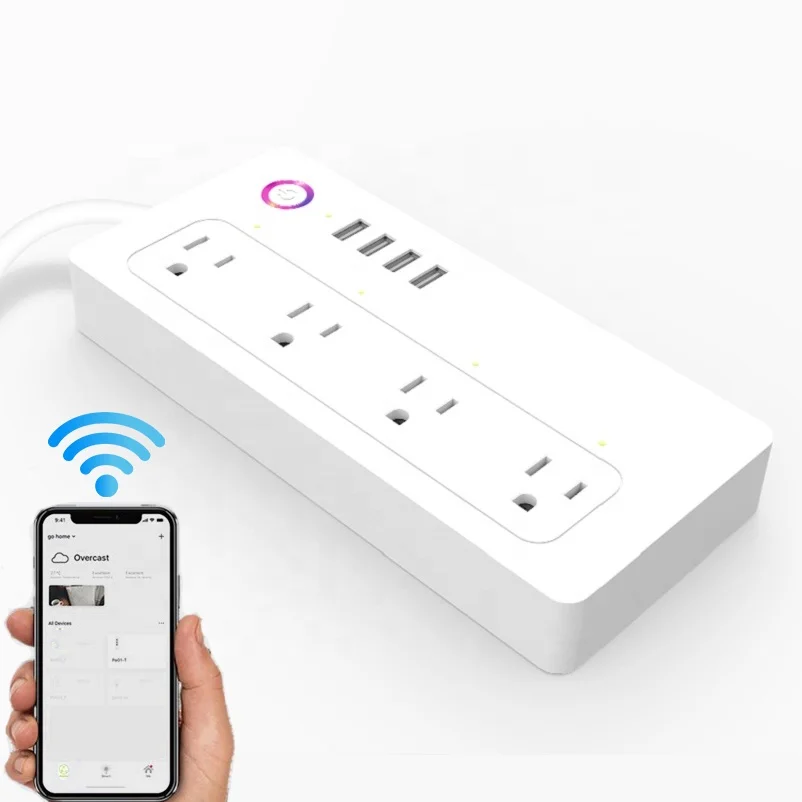 100pcs Tuya Smart Power Strip With Wireless USB LED Strip Light Power Supply US Fast Charger Wifi smart power strip