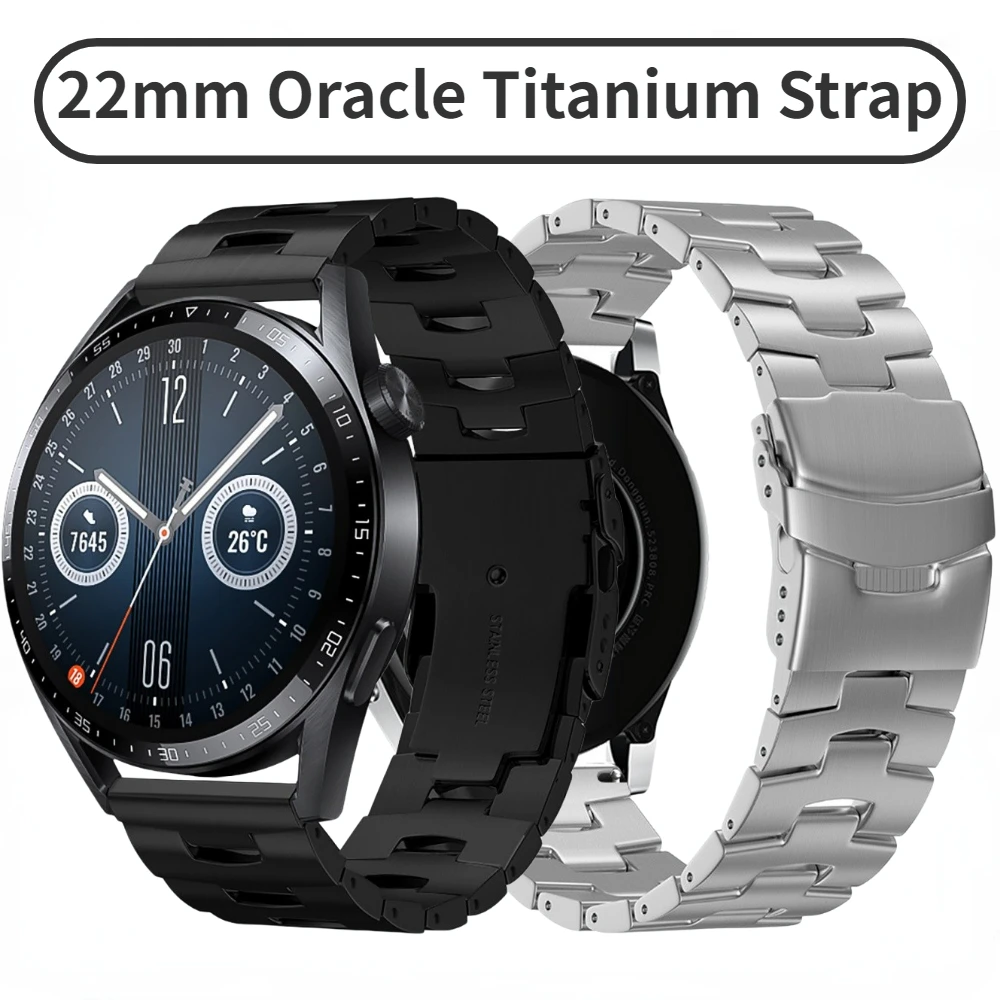 

Oracle Titanium Strap For Huawei Watch GT3 Pro GT2 3 Pro 46mm Chain Bracelet for Samsung Galaxy Watch 3 45mm/Amazfit GTR/Stratos