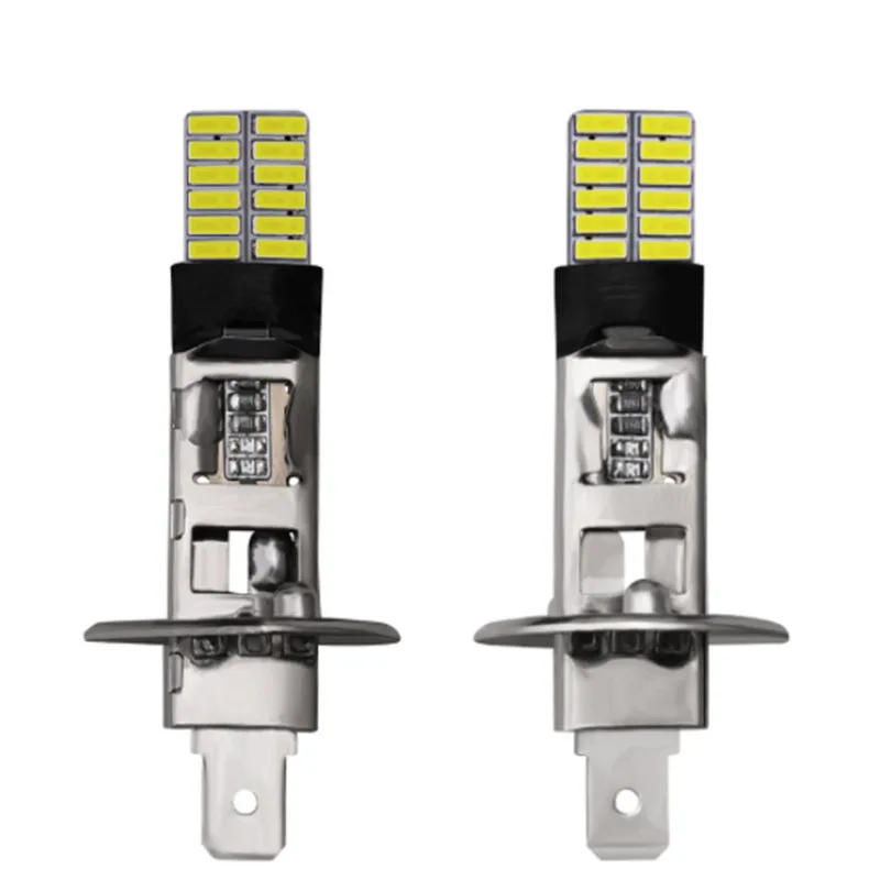 2PCS H3 H1 LED Bulbs for Fog Lights 24 SMD 4014 6500K White 12V LED Fog Light Running Driving Lamp