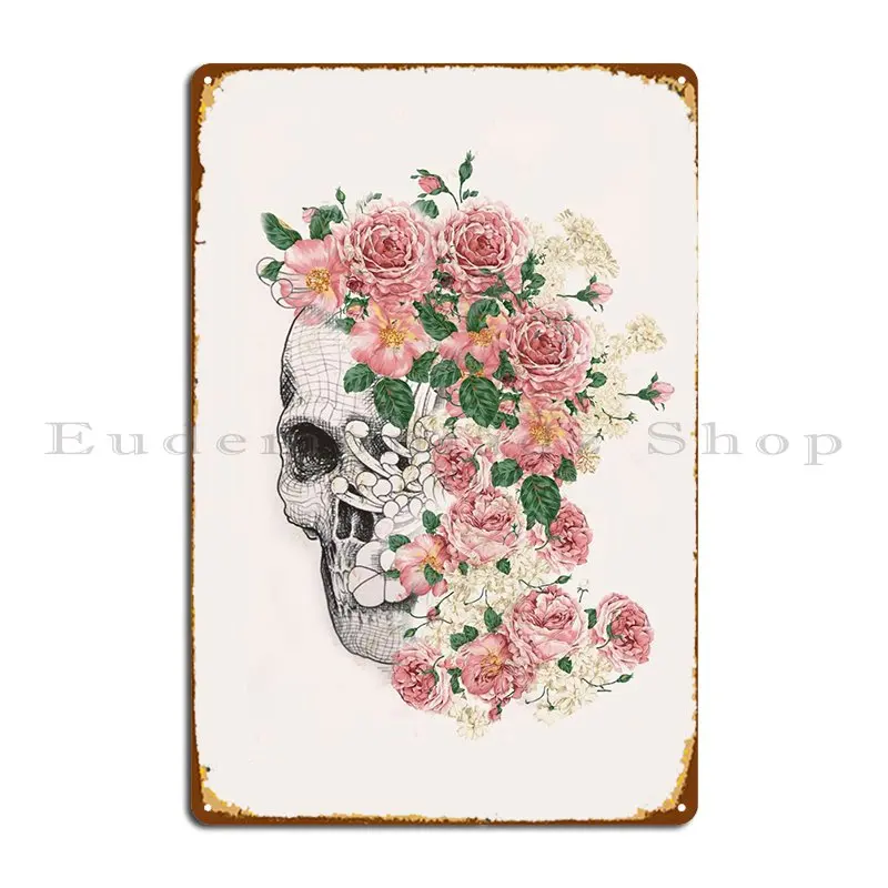 

Flowers Skull Metal Sign Club Club Wall Cave Rusty Designing Tin Sign Poster