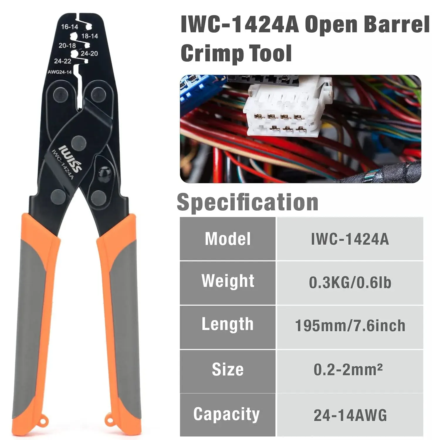 

IWS-1424A/1424B/1420D неизолированные открытые баррель клещи обжимные клещи Погодный пакет герметичный соединитель провода щипцы инструмент зажим