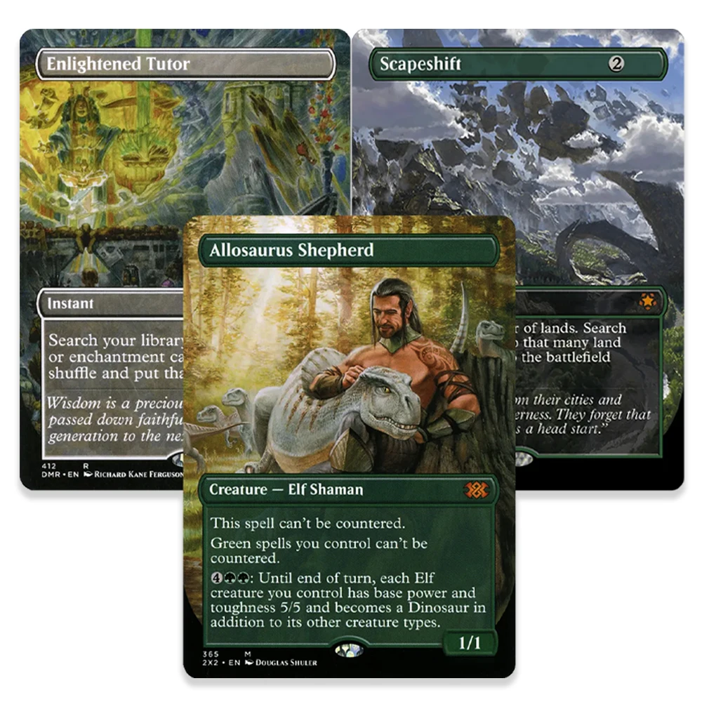 Фото Коллекционные карты TCG: Редкие магические голографические карты для игры — Альлозавр, Овчарка, Озаренный наставник, Скейпшейфт — Подарок для мальчика на праздник №1