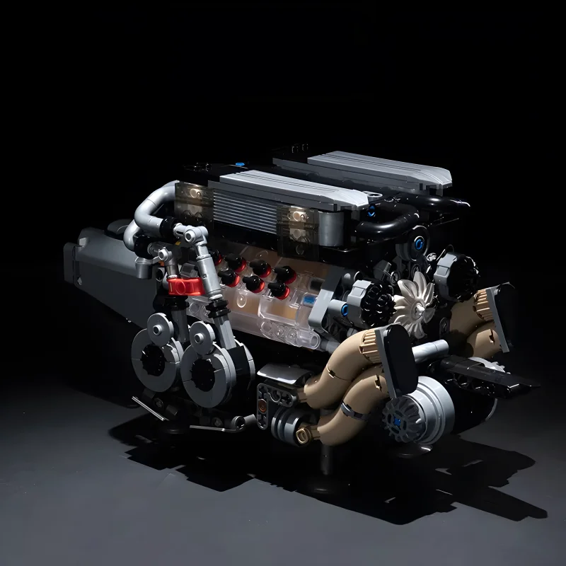 MOLD KING 10130 MOC Технический автомобиль Суперкар F488 Двигатель V8 Строительные блоки