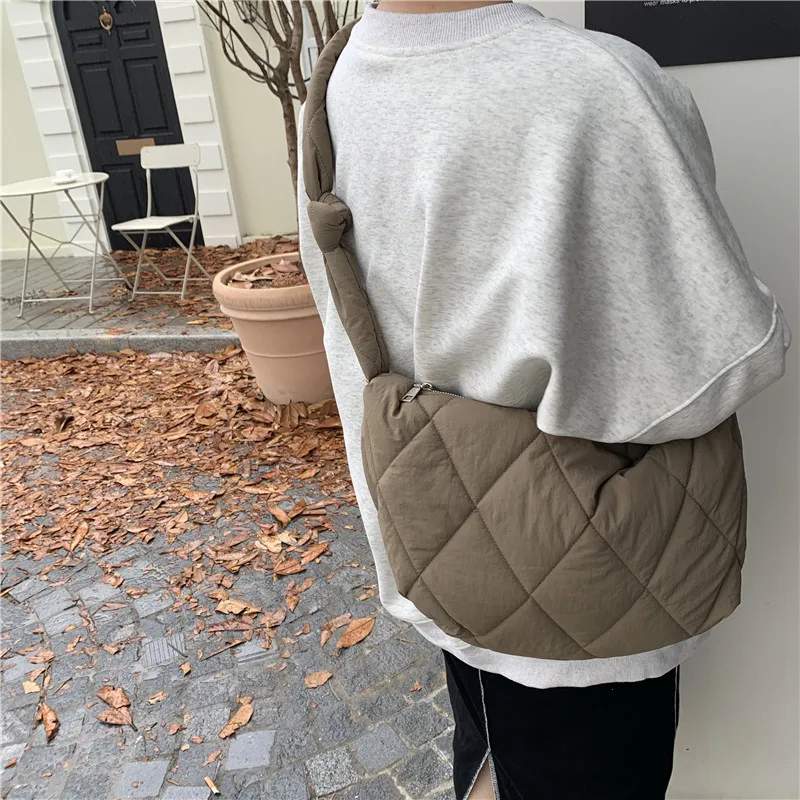 

Plaid Nylon Dumpling Bags for Women New Large Capacity Casual Totes Japanese Korean Style Shoulder Bag Hobos Cloth Shopping Bag