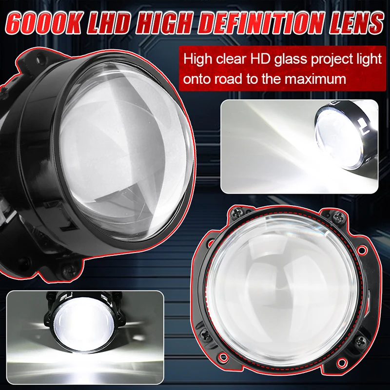Фото 2,5-дюймовые Bi-LED линзы-проекторы для автомобильных фар H4 H7 9005 9006, лампы ближнего и дальнего света, 6000K, диоды, 160Вт, турбо-лампа для авто №4
